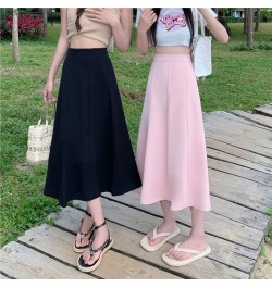 Pink Black Modest Flowy Long Maxi Skirts High Waisted Egirl Flared Clothes A Line Midi Harajuku Basic Plain Chiffon Mujer $34...