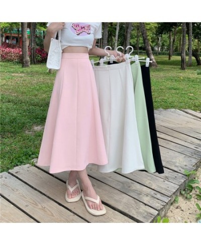 Pink Black Modest Flowy Long Maxi Skirts High Waisted Egirl Flared Clothes A Line Midi Harajuku Basic Plain Chiffon Mujer $34...