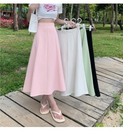 Pink Black Modest Flowy Long Maxi Skirts High Waisted Egirl Flared Clothes A Line Midi Harajuku Basic Plain Chiffon Mujer $34...