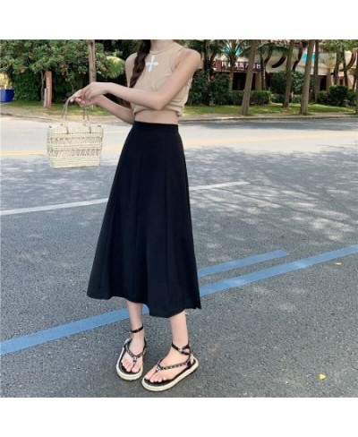 Pink Black Modest Flowy Long Maxi Skirts High Waisted Egirl Flared Clothes A Line Midi Harajuku Basic Plain Chiffon Mujer $34...