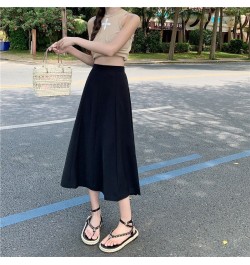 Pink Black Modest Flowy Long Maxi Skirts High Waisted Egirl Flared Clothes A Line Midi Harajuku Basic Plain Chiffon Mujer $34...