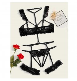 Sexy Lace Lingerie Set Women's Underwear Transparent Open Bra Panty Sets Garter Lace Black Lingerie Bra Erotic Underwear Set ...