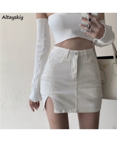 Skirts Women Fashion Solid Design Denim High Waist Students Minimalist Ulzzang Comfort Daily Basic Teens Vintage Elegant Cozy...