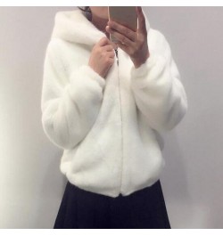 Rabbit Imitation Fur Winter Soft Mink Faux Fur Coat Warm Artificial Fur Hooded Oversized 2023 Fashion Women White Black Jacke...