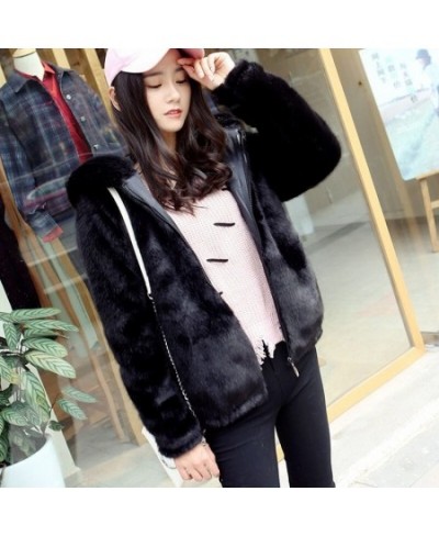 Rabbit Imitation Fur Winter Soft Mink Faux Fur Coat Warm Artificial Fur Hooded Oversized 2023 Fashion Women White Black Jacke...