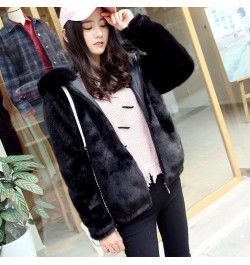 Rabbit Imitation Fur Winter Soft Mink Faux Fur Coat Warm Artificial Fur Hooded Oversized 2023 Fashion Women White Black Jacke...