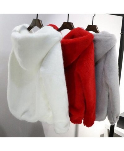 Rabbit Imitation Fur Winter Soft Mink Faux Fur Coat Warm Artificial Fur Hooded Oversized 2023 Fashion Women White Black Jacke...