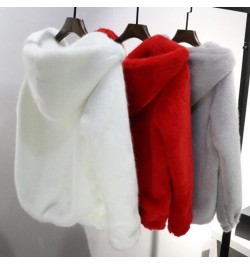 Rabbit Imitation Fur Winter Soft Mink Faux Fur Coat Warm Artificial Fur Hooded Oversized 2023 Fashion Women White Black Jacke...