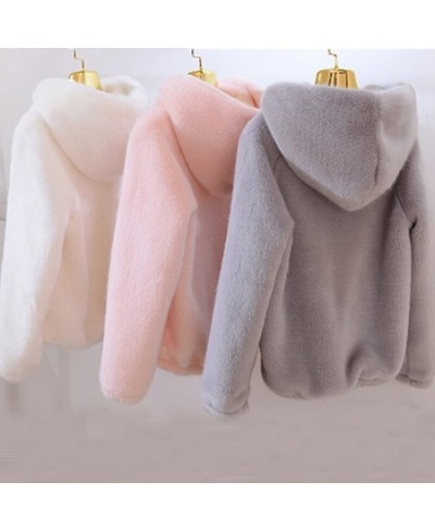 Rabbit Imitation Fur Winter Soft Mink Faux Fur Coat Warm Artificial Fur Hooded Oversized 2023 Fashion Women White Black Jacke...