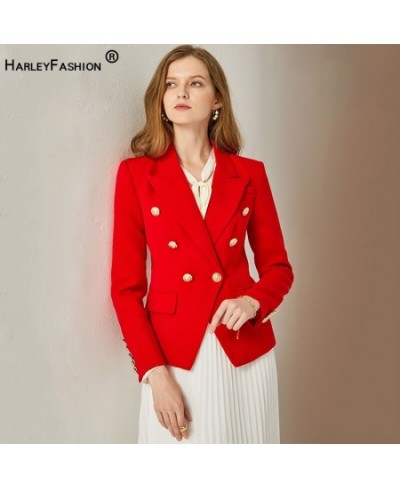 European American Women Casual Blazer Double Breasted High Quality Red Blazers $101.91 - Suits & Sets