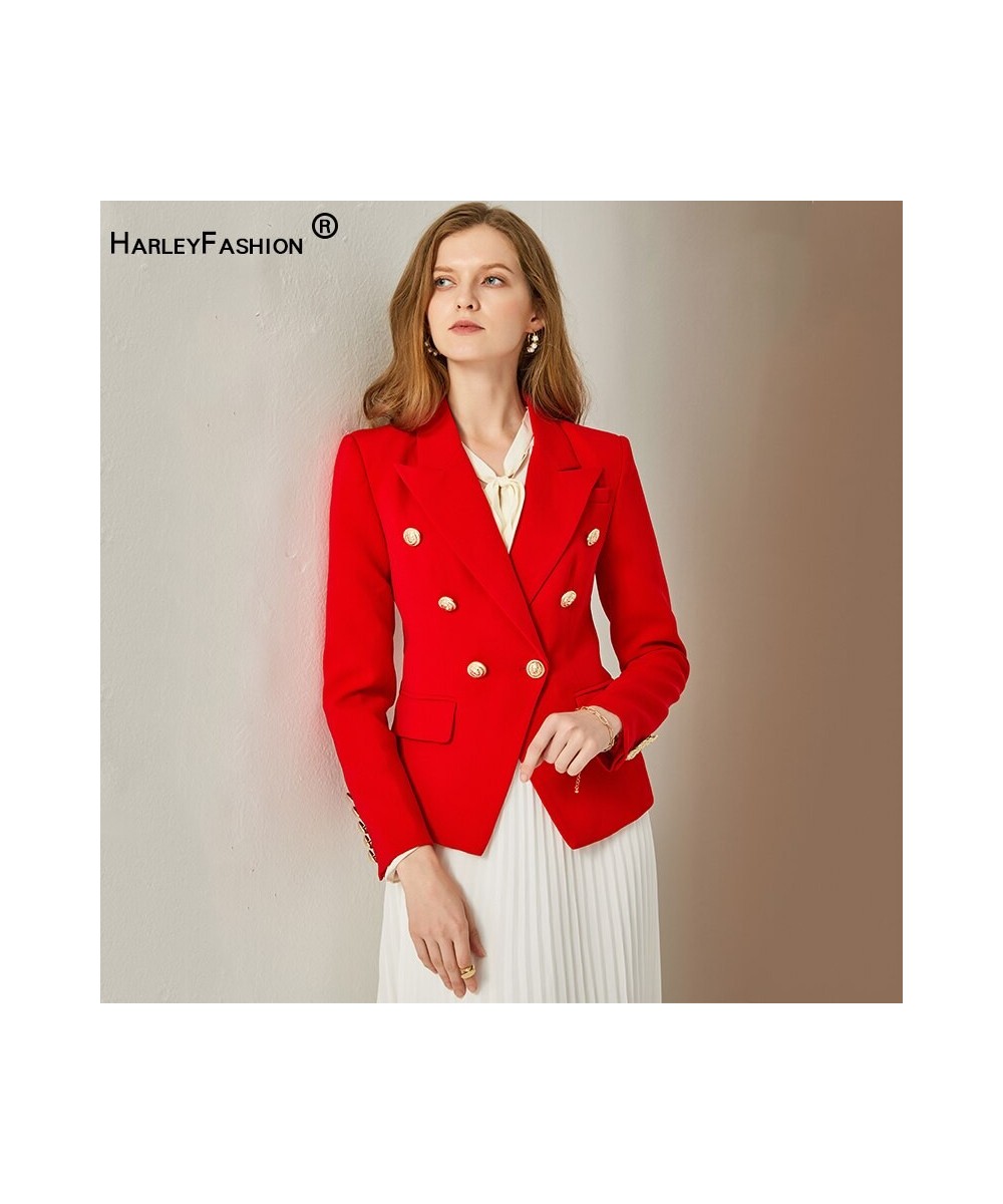 European American Women Casual Blazer Double Breasted High Quality Red Blazers $101.91 - Suits & Sets