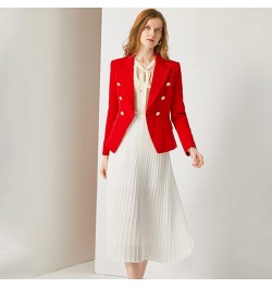 European American Women Casual Blazer Double Breasted High Quality Red Blazers $101.91 - Suits & Sets