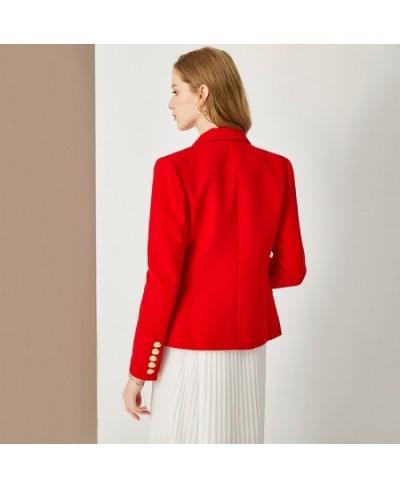 European American Women Casual Blazer Double Breasted High Quality Red Blazers $101.91 - Suits & Sets