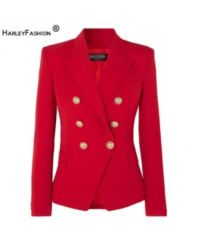 European American Women Casual Blazer Double Breasted High Quality Red Blazers $101.91 - Suits & Sets