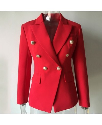 European American Women Casual Blazer Double Breasted High Quality Red Blazers $101.91 - Suits & Sets