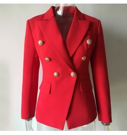 European American Women Casual Blazer Double Breasted High Quality Red Blazers $101.91 - Suits & Sets