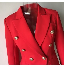 European American Women Casual Blazer Double Breasted High Quality Red Blazers $101.91 - Suits & Sets