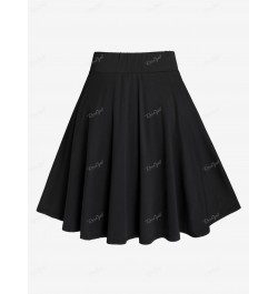 Plus Size Black Grommets Buttoned Skirt Women's High Rise Pull On Binding Trim Skirts Size Too Large Casual Bottom 4XL $38.61...