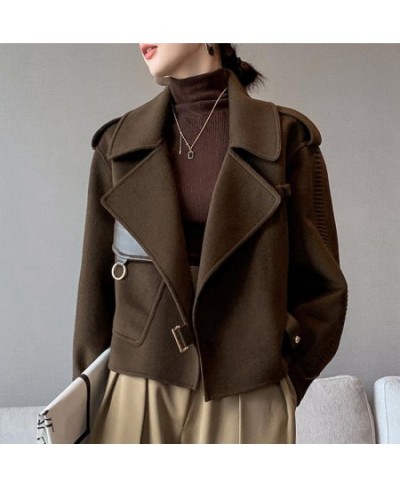Women's Autumn Coat 2023 Pockets Solid Loose Short Jackets Ladies Wool & Blends High Street Winter Woolen Coats for Women $62...