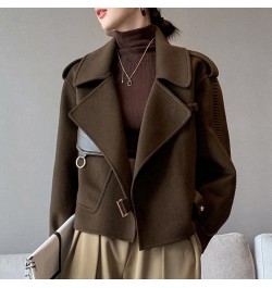 Women's Autumn Coat 2023 Pockets Solid Loose Short Jackets Ladies Wool & Blends High Street Winter Woolen Coats for Women $62...