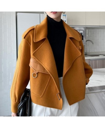 Women's Autumn Coat 2023 Pockets Solid Loose Short Jackets Ladies Wool & Blends High Street Winter Woolen Coats for Women $62...