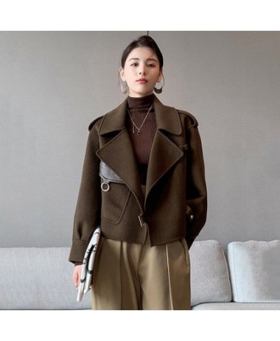 Women's Autumn Coat 2023 Pockets Solid Loose Short Jackets Ladies Wool & Blends High Street Winter Woolen Coats for Women $62...