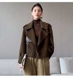 Women's Autumn Coat 2023 Pockets Solid Loose Short Jackets Ladies Wool & Blends High Street Winter Woolen Coats for Women $62...