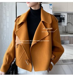 Women's Autumn Coat 2023 Pockets Solid Loose Short Jackets Ladies Wool & Blends High Street Winter Woolen Coats for Women $62...