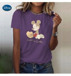 Mickey Mouse Print Summer T Shirt for Women Oversize T-shirt Round Neck Clothes Pulovers Top Graphic T Shirts Casual $20.98 -...