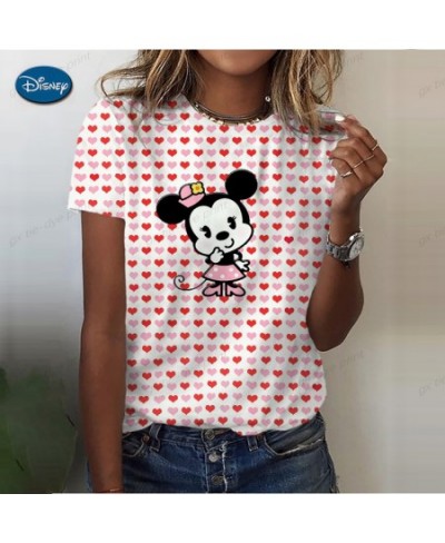 Mickey Mouse Print Summer T Shirt for Women Oversize T-shirt Round Neck Clothes Pulovers Top Graphic T Shirts Casual $20.98 -...