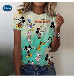 Mickey Mouse Print Summer T Shirt for Women Oversize T-shirt Round Neck Clothes Pulovers Top Graphic T Shirts Casual $20.98 -...