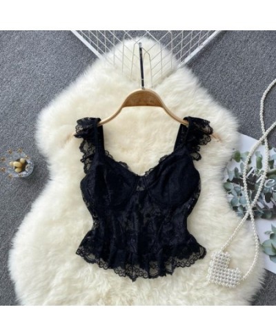 Sexy lace tops for womens crop top women solid color tank top off shoulder sleeveless camis for women summer omighty ins $23....