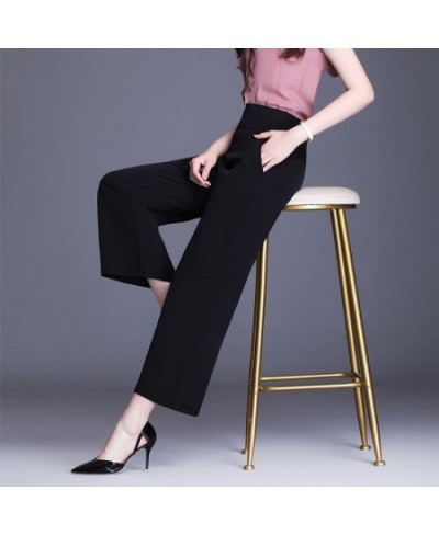 Office Lady All Season All-match Woman Wide Leg Pants Oversize 6XL High Waist Elastic Solid Korean Fashion Straight Trousers ...