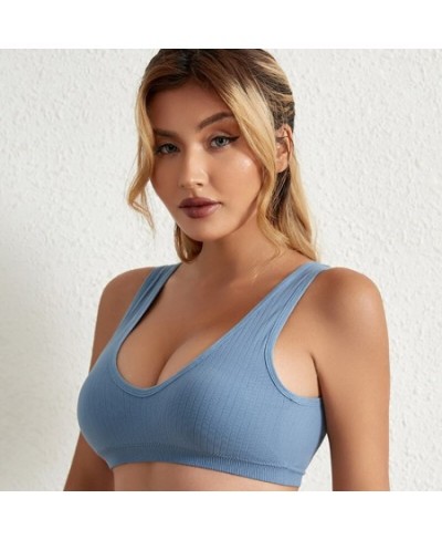 Women Sports Tank Top Sexy Bra Tube Tops Deep V Women's Camis Seamless Crop Underwear Bralette Sleeveless Female Camisole $14...