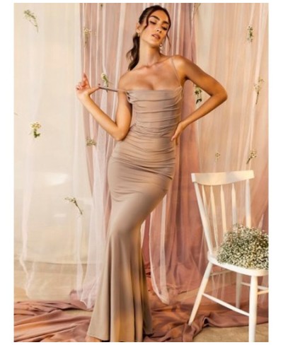 Elegant Dresses for Women Almond Corset Maxi Dress Draped Evening Night Party Dresses Bodycon Sexy Backless Dress with Fishbo...