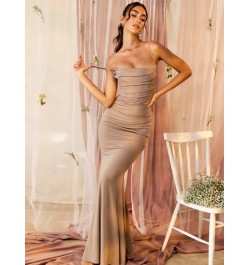 Elegant Dresses for Women Almond Corset Maxi Dress Draped Evening Night Party Dresses Bodycon Sexy Backless Dress with Fishbo...