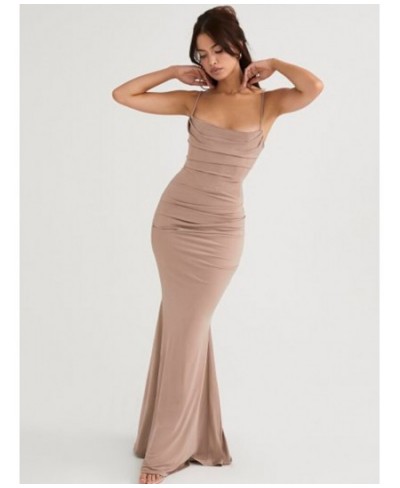 Elegant Dresses for Women Almond Corset Maxi Dress Draped Evening Night Party Dresses Bodycon Sexy Backless Dress with Fishbo...