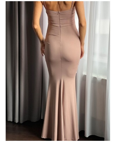 Elegant Dresses for Women Almond Corset Maxi Dress Draped Evening Night Party Dresses Bodycon Sexy Backless Dress with Fishbo...