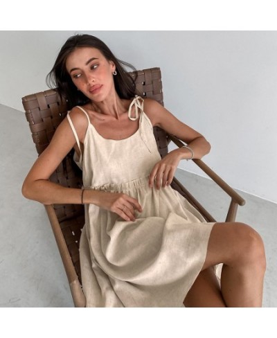 Cotton Women's Nightwear Spaghetti Strap Sleepwear Summer Nighty for Ladies Sexy Mini Dress Khaki Dressing Gown $34.24 - Slee...