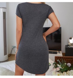 2023 Thin Women's Nightgown Summer Short Section Button Cardigan Casual Sleep Dress Solid Color V-Neck Slim Ladies' Nightgown...