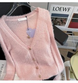 Autumn New Knitted Cardigan Women Sexy Slim Sweater Coat 2023 Fashion Fur Patchwork Long Sleeve V-neck Knitwear Tops $41.00 -...