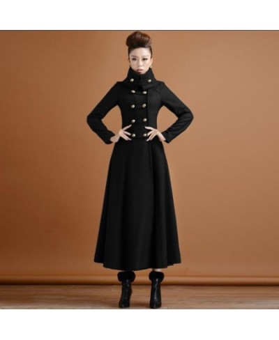 Double breasted Woolen coat female Military style winter thickening women's high collar was thin long cashmere warm woolen $1...