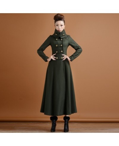 Double breasted Woolen coat female Military style winter thickening women's high collar was thin long cashmere warm woolen $1...