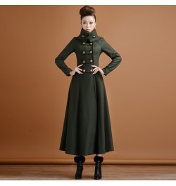 Double breasted Woolen coat female Military style winter thickening women's high collar was thin long cashmere warm woolen $1...