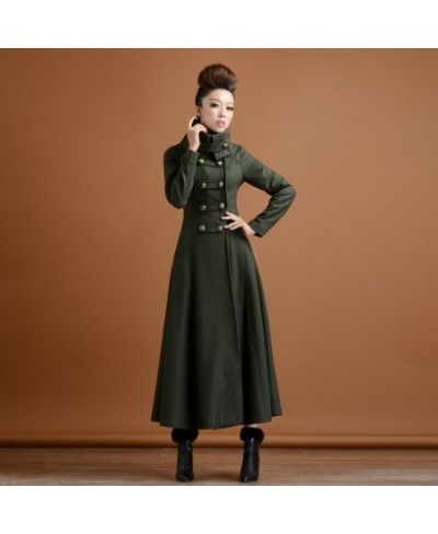 Double breasted Woolen coat female Military style winter thickening women's high collar was thin long cashmere warm woolen $1...