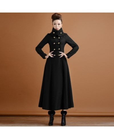 Double breasted Woolen coat female Military style winter thickening women's high collar was thin long cashmere warm woolen $1...