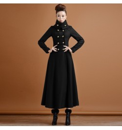 Double breasted Woolen coat female Military style winter thickening women's high collar was thin long cashmere warm woolen $1...