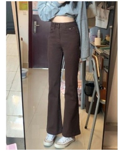 Jeans Women Brown Flare High Waist Skinny All-match Clothing Streetwear Aesthetic Mujer Casual Vaqueros 90's Vintage $40.25 -...