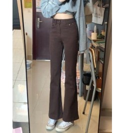 Jeans Women Brown Flare High Waist Skinny All-match Clothing Streetwear Aesthetic Mujer Casual Vaqueros 90's Vintage $40.25 -...