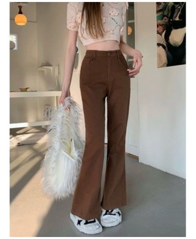 Jeans Women Brown Flare High Waist Skinny All-match Clothing Streetwear Aesthetic Mujer Casual Vaqueros 90's Vintage $40.25 -...